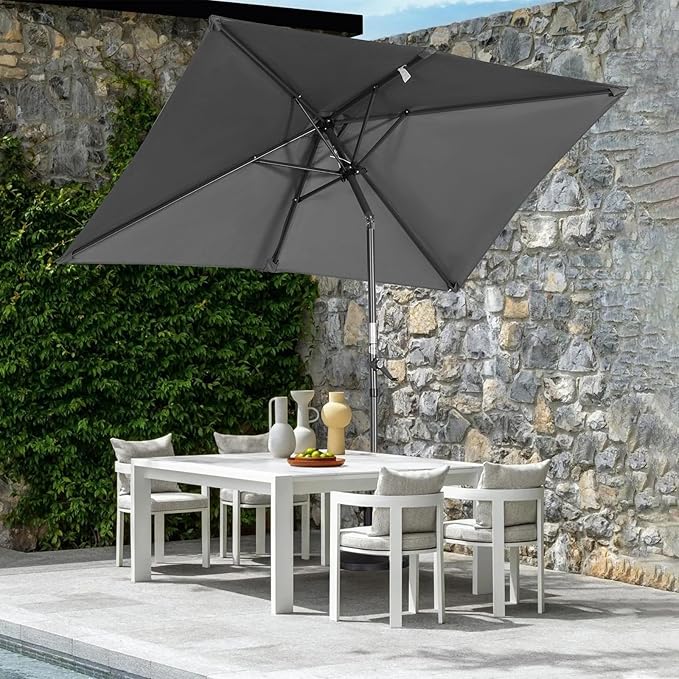Angel Living Tuniparasol - 210 x 140 cm, avec manivelle - Inclinable - UV 50+ - Rectangulaire
