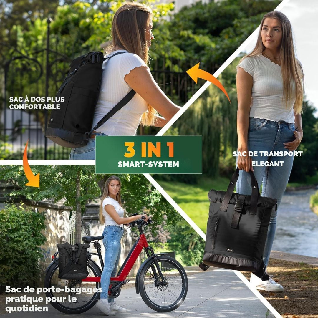 Sac à dos pour vélo pliable MIVELO MAYA - 50 x 28 x 14 cm - Noir
