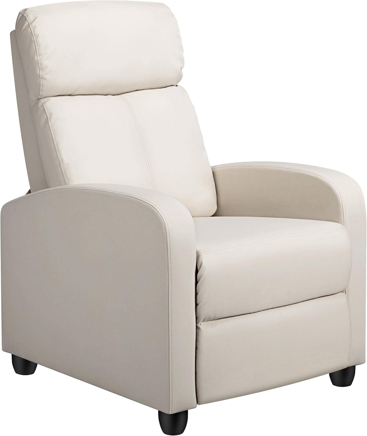 Yaheetech Fauteuil inclinable - Fauteuil réglable en simili cuir - Ressorts ensachés - Beige - 3 positions assises et inclinables