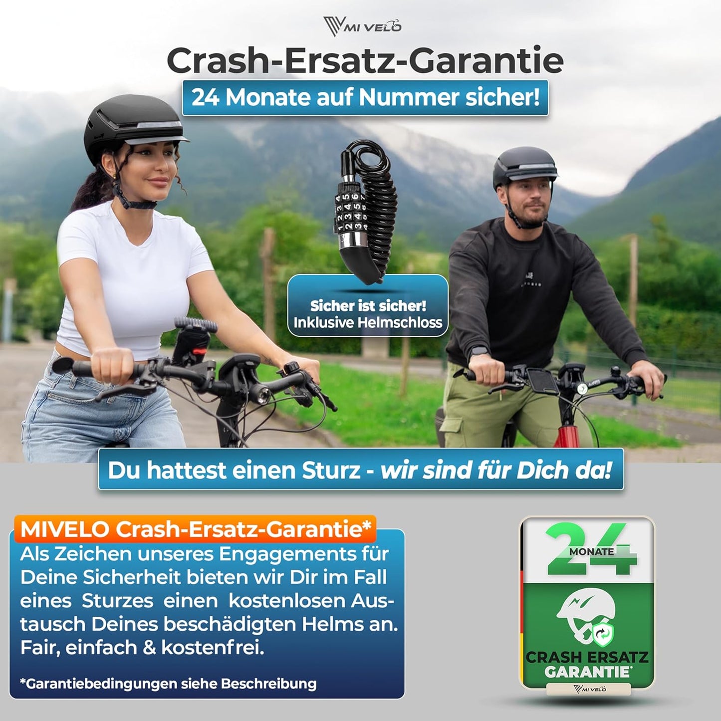 Mivelo Casque de vélo unisexe NOVA - Avec lumière - Certifié NTA jusqu'à 45km/h - Noir - Taille L (57-51 cm)