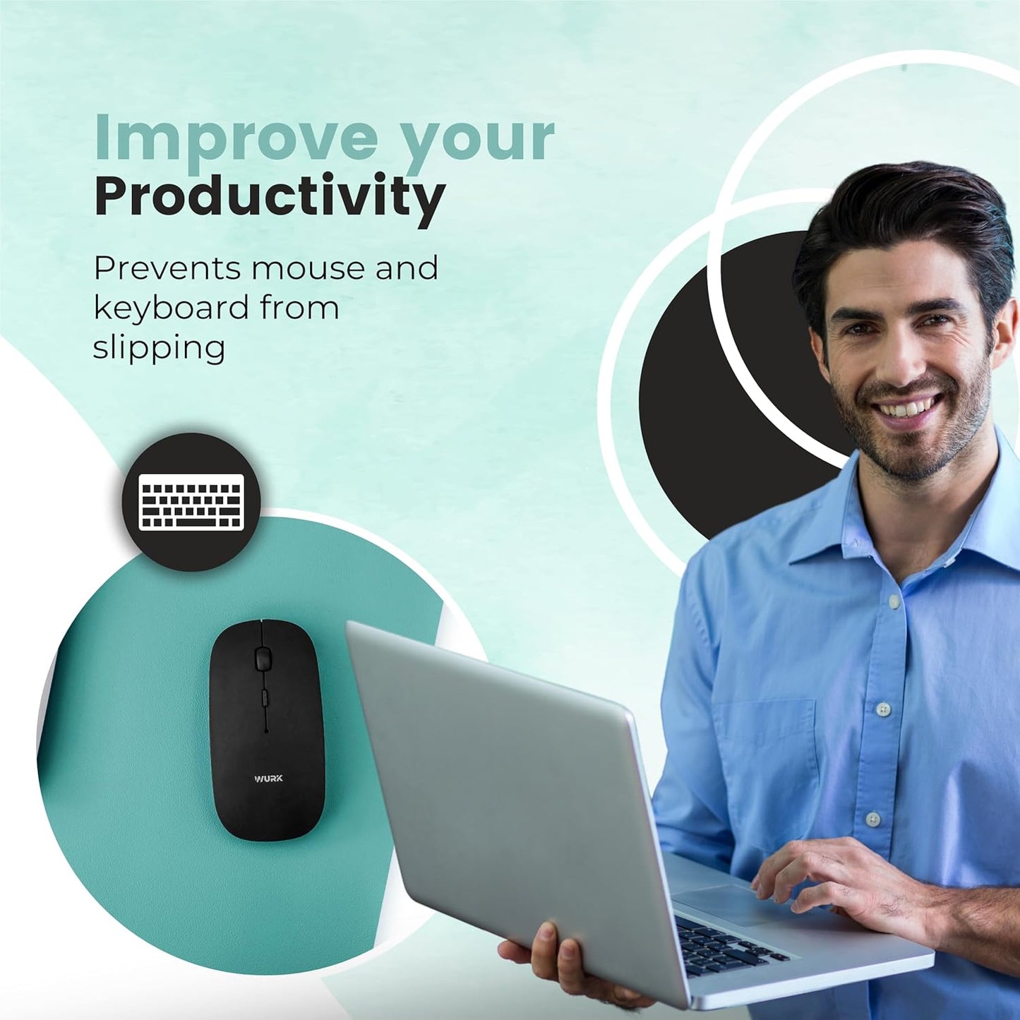 Sous-main Wurk - 80 x 40 cm - turquoise