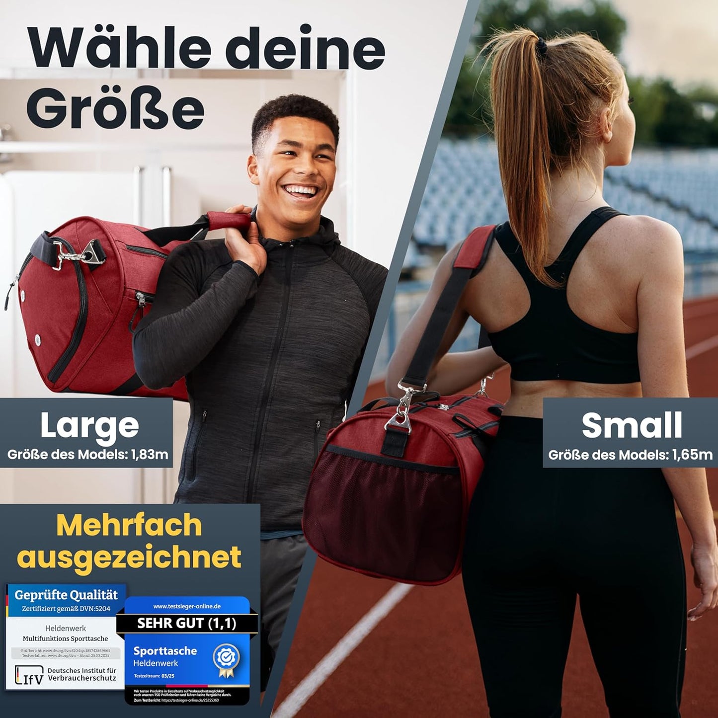 HELDENWERK Sac de sport - Sac de sport avec pochette pour chaussures et pochette étanche pour vêtements mouillés - Sac de sport et de voyage pour femmes et hommes - Sac de sport, de voyage et de week-end - 50L - Rose
