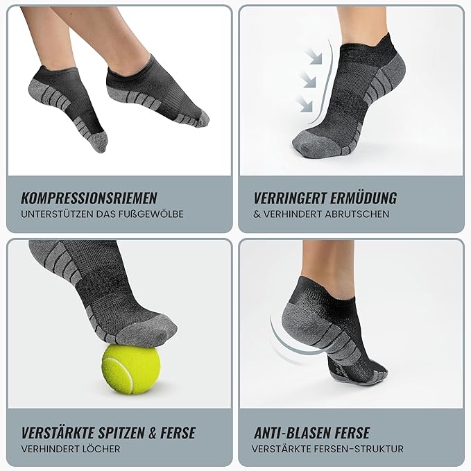 Heroism Sneaker socks for women and men 10 pairs - Short sports socks with breathable cotton - Unisex running sock set - Size 43-46