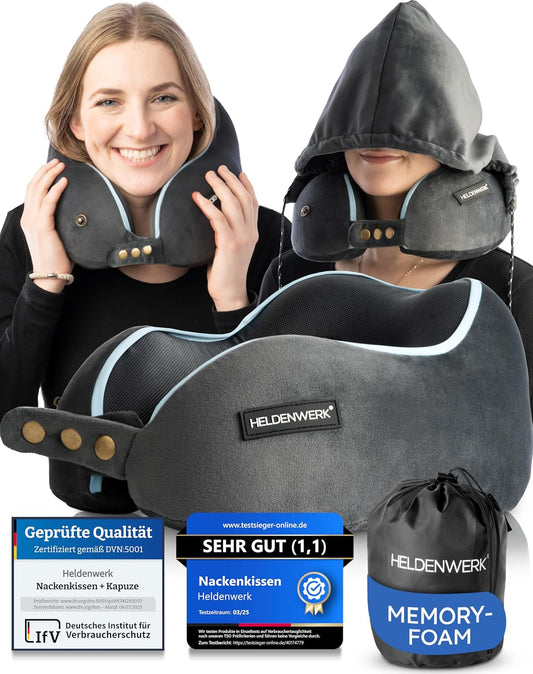 Oreiller cervical Heroism - Lavable - Réglable dans 6 directions - Gris foncé