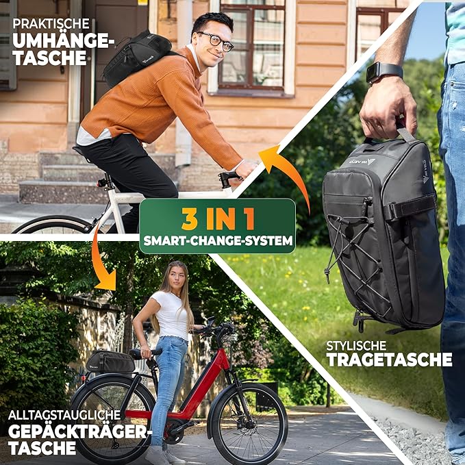 MIVELO Sacoche pour vélo - Imperméable et réfléchissante - 9 litres - Noir