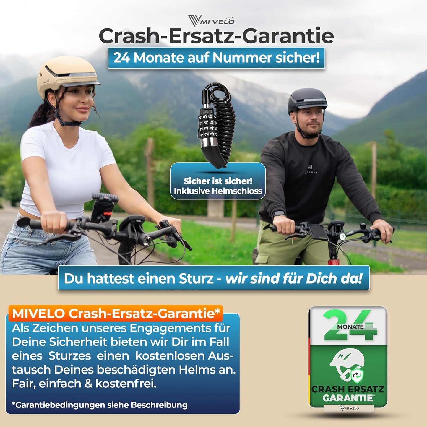 Mivelo Casque de vélo unisexe NOVA - Avec lumière - Certifié NTA jusqu'à 45km/h - Beige - Taille M (54-58 cm)