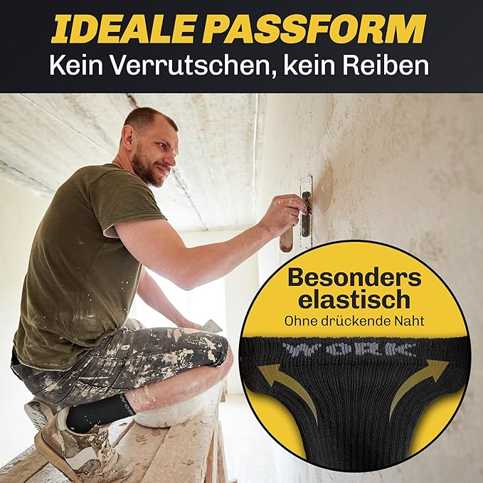 Hero Work 10 paires de chaussettes de travail de qualité supérieure pour hommes - coton renforcé, ceinture confortable, durable - Taille 47-50