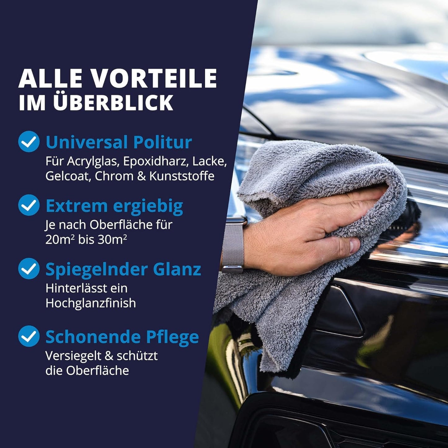 Licargo Universal Polishing Paste 150 ml - Polissage fin pour le verre acrylique, la résine époxy, la laque, le gelcoat, le chrome et le plastique - Enlève les micro-rayures et restaure la haute brillance