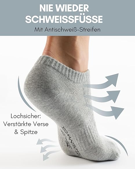 HELDENWERK 10 paires de chaussettes de sport de qualité supérieure pour hommes et femmes en coton peigné avec bande confortable sans couture oppressante, chaussettes courtes, set de chaussettes de sport unisexe - Taille 39-42 - Mélange de couleurs