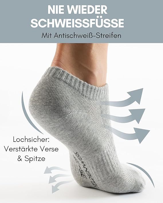 Heroism 10 paires de chaussettes de sport de qualité supérieure pour hommes et femmes - Ensemble de chaussettes courtes en coton peigné avec ceinture confortable - Chaussettes de sport unisexes - Taille 43-46