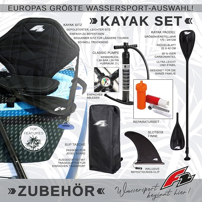 Planche de SUP gonflable F2 Sector Red, édition limitée 2024 – Planche de paddle polyvalente avec siège de kayak – 372 cm
