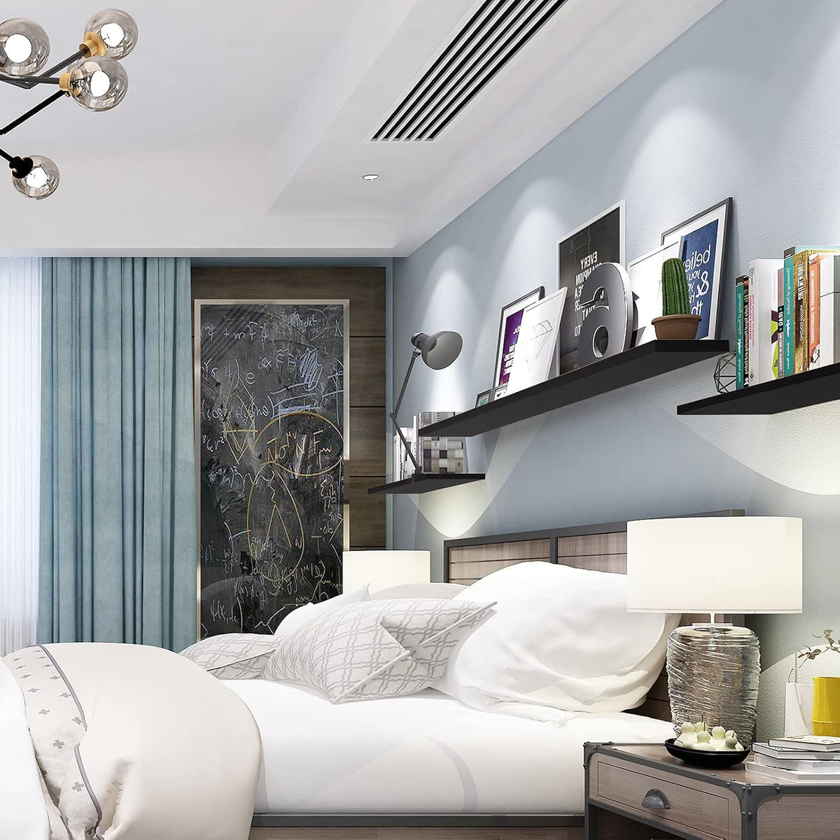 Etagère murale flottante Woltu - 80x22.9x3.8 cm - Noir - Support mural en MDF Moderne et peu encombrant