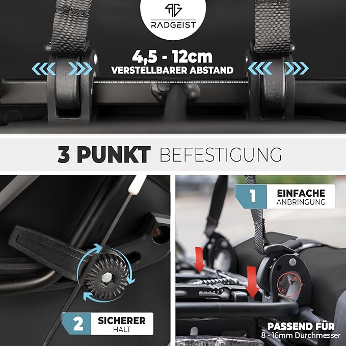 RADGEIST sacoche de vélo pour porte-bagages - sacoche de vélo pour porte-bagages - sacoche de vélo étanche et sac à bandoulière - sacoche de vélo avec réflecteurs