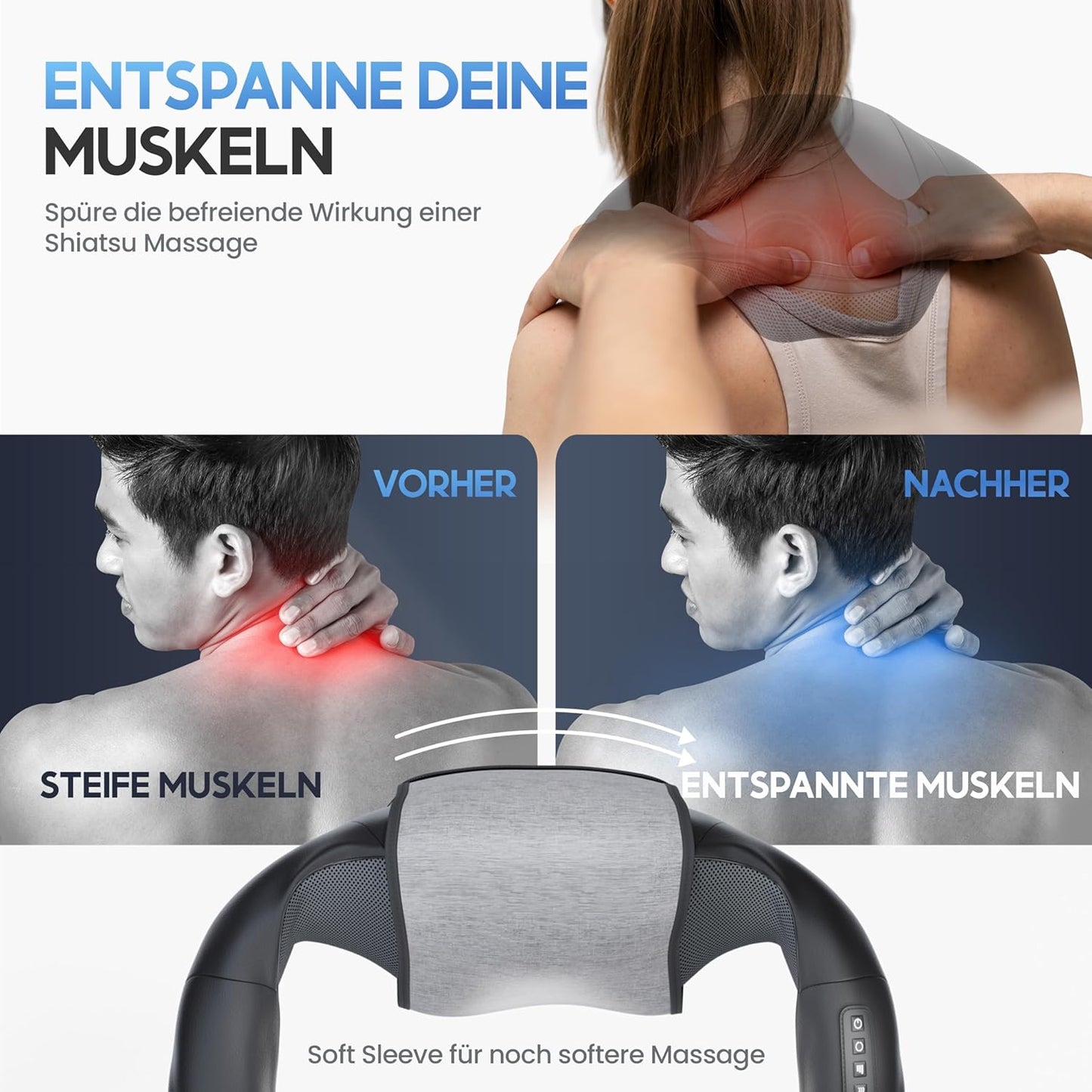 HELDENWERK Appareil de massage, appareil de massage des épaules et de la nuque avec chaleur, appareil de massage shiatsu avec massage 4D des tissus profonds, massage de la nuque, du dos, des épaules, des jambes et des pieds