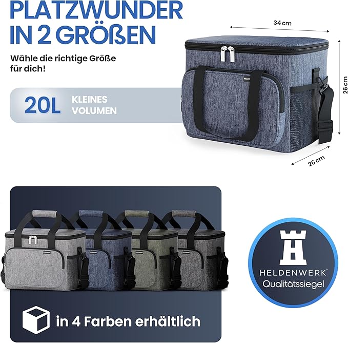 HELDENWERK Grand sac isotherme, pliable, glacière isolée, sac thermo, étanche et imperméable, sac à pique-nique, sac à déjeuner, sac thermo, sac isotherme