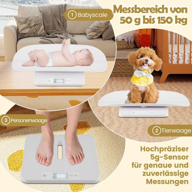 Coast Baby Scale Digital White - Pèse-bébé avec plateau de mesure amovible et affichage LED - 61 x 33 x 8 cm
