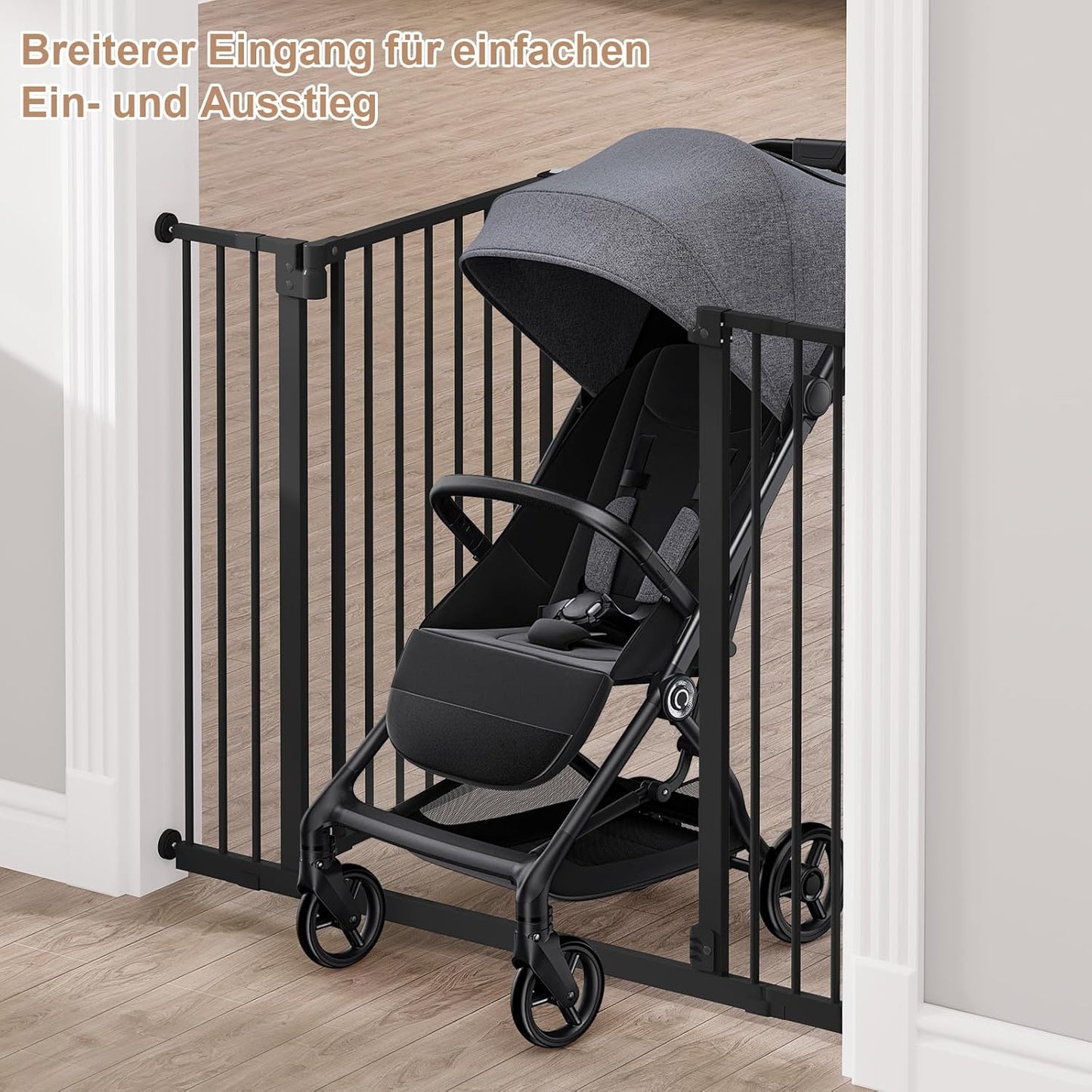 WOLTU Barrière d'escalier - 75-97 cm - 2 Longueurs - Noir