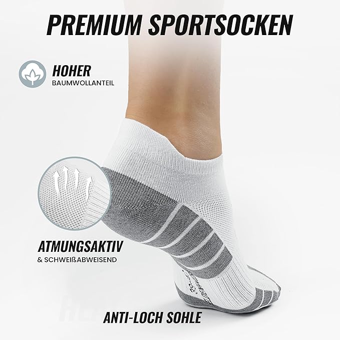 Heroism Sneaker socks for women and men 10 pairs - Chaussettes de sport courtes en coton respirant - Taille 39-42
