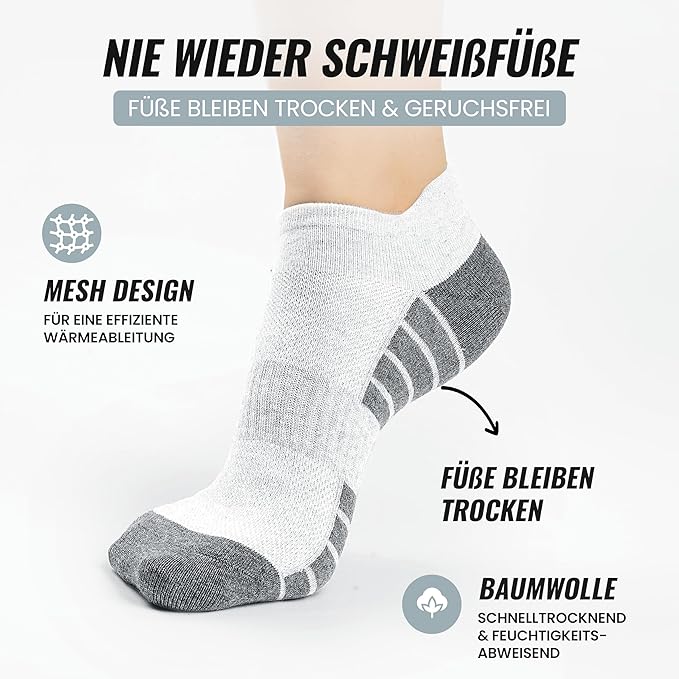 Heroism Sneaker socks for women and men 10 pairs - Chaussettes de sport courtes en coton respirant - Taille 39-42