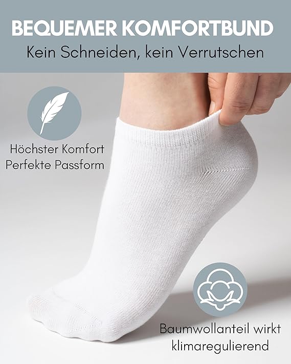 HELDENWERK Sneaker socks ladies men 10 pairs I short socks with breathable cotton I short socks set unisex sports socks size 47-50 - White