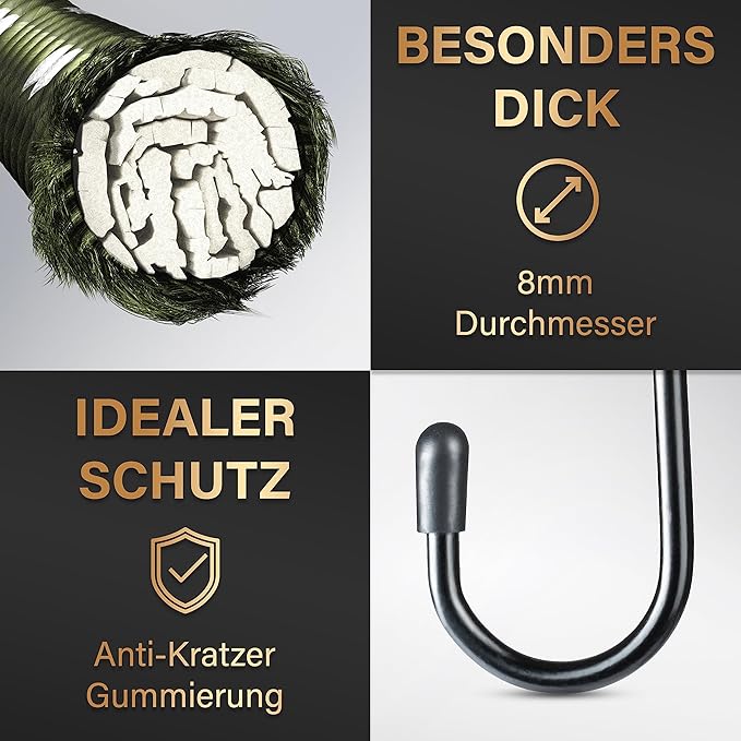 Heroism Lot de 10 sangles d'extension avec crochets - Certifiées TÜV/GS, 30-100 cm, élastiques et résistantes aux intempéries