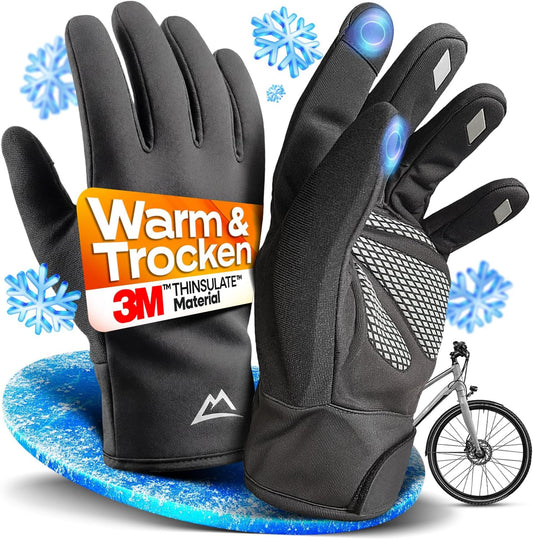Nextcover® Gants de vélo d'hiver homme et femme avec ThermoShield 2.0 I Gants de vélo d'hiver unisexe dans les tailles S-XXL I Gants de vélo d'hiver chauds et imperméables thermo gants d'hiver imperméables