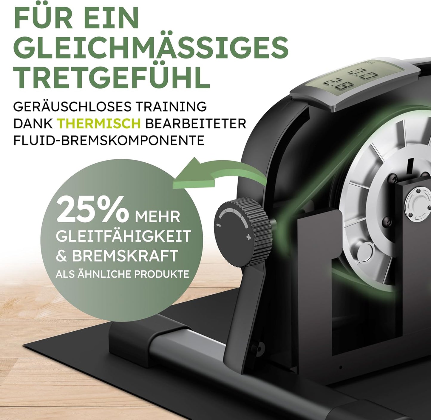 HELDENWERK - Pédalier - 40x35x30 cm - Acier et plastique noir - Sangle de fixation et tapis antidérapant inclus - Entraînement des bras et des jambes pour la maison - Vélo d'exercice idéal pour les personnes âgées - HW-PT-100