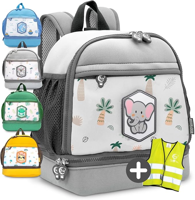 REISERACKER Sac à dos pour enfants Adventure - 27 x 24,5 x 15 cm - Sac à dos étanche avec réflexions et gilet de sécurité