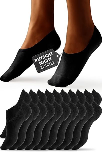 HELDENWERK 10 paires de chaussettes de cheville pour femmes et hommes, chaussettes d'entraînement invisibles, respirantes et confortables - Taille 39-42 - en noir,