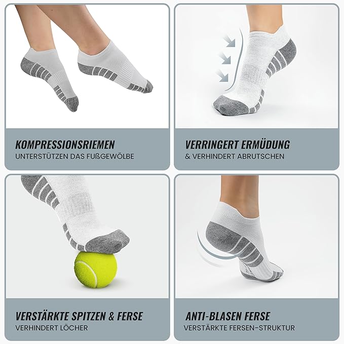 Heroism Sneaker socks for women and men 10 pairs - Chaussettes de sport courtes en coton respirant - Taille 39-42