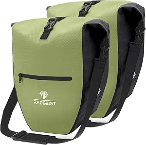 RADGEIST sacoche de vélo pour porte-bagages - 2X sacoche pour porte-bagages - sac à bagages étanche et sac à bandoulière - sacoche de vélo avec réflecteurs