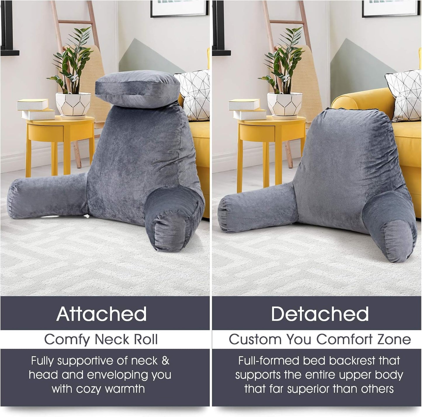 Coast Reading Cushion with Neck Roll - Coussin de relaxation - Avec bras de soutien - Gris