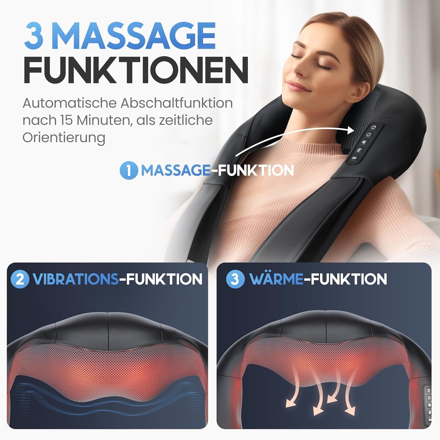 Appareil de massage Heroism - avec chaleur - épaules, cou, dos, jambes