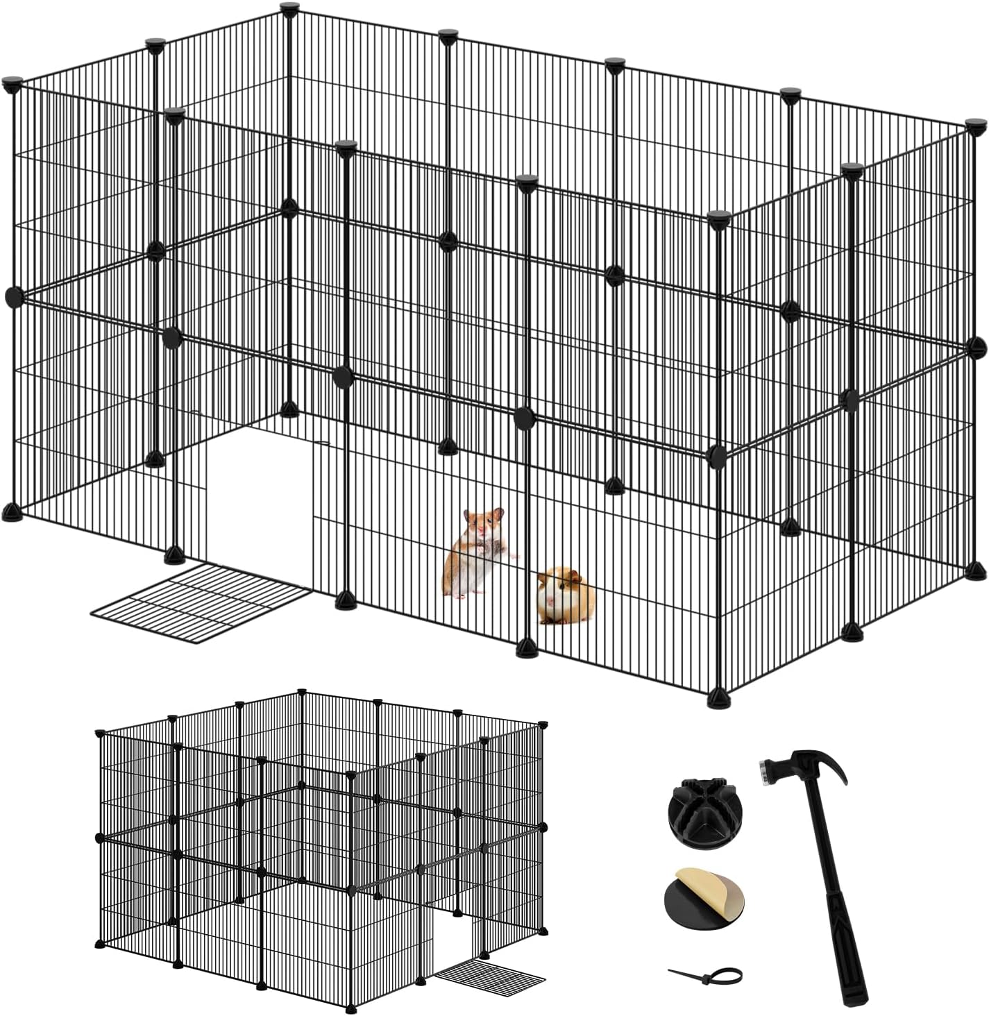 Eugad Puppy Run 142x72x72 cm - Parc pour animaux pliable en métal avec porte - Noir/Métal