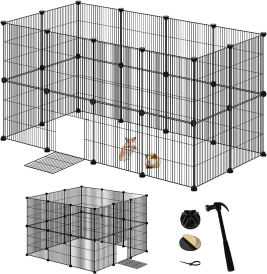 Eugad Puppy Run 142x72x72 cm - Parc pour animaux pliable en métal avec porte - Noir/Métal