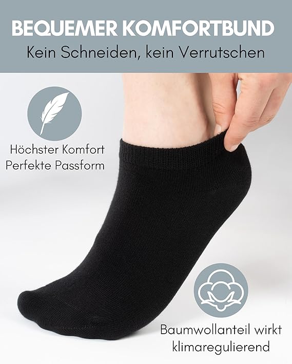 HELDENWERK Sneaker Socks - Chaussettes d'entraînement pour femmes et hommes - Coton respirant et anti-transpiration - Chaussettes de sport unisexe - 10 paires noires - Taille 35-38