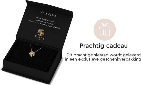 Yolora Collier femme avec pendentif - Cristal Kalpa Camaka - Couleur or - Plaqué or jaune 18K - Collier femme or - Bijoux - Coffret cadeau de luxe - Coffret cadeau - Coffret cadeau exclusif - Bel emballage cadeau