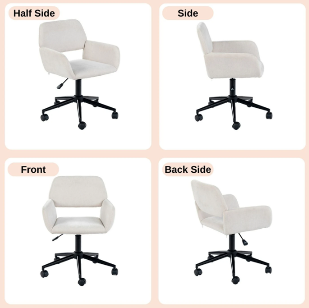 Chaise de bureau pour enfant Urban Meuble en tissu - Beige - 57,5 x 58 x 84,5 cm - Réglable en hauteur