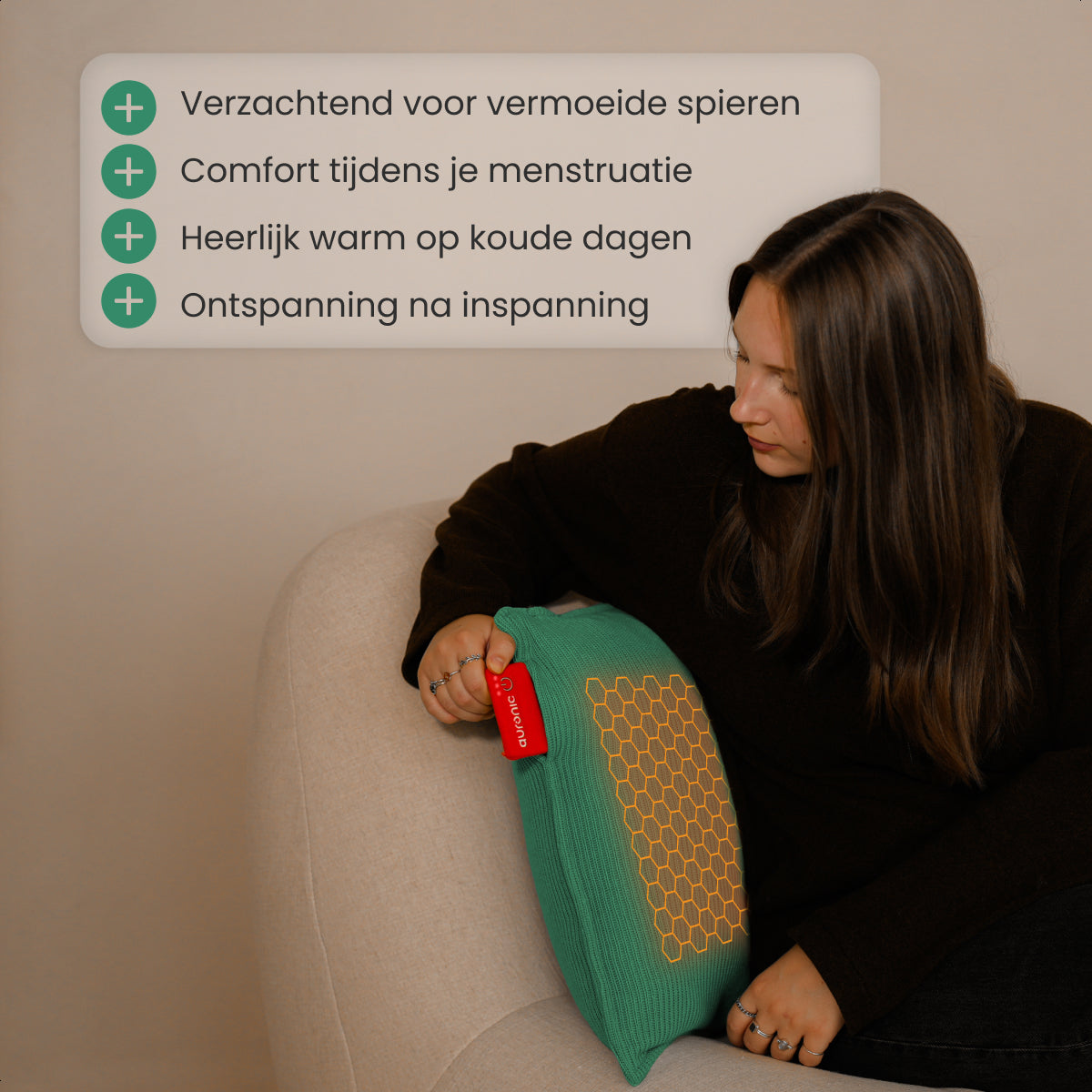Auronic - Coussin chauffant Tricot - 45 x 45 cm - Vert pastel