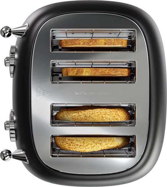 Grille-pain KitchenBrothers - 6 niveaux de chaleur - 4 fentes extra-larges - 815W - Noir