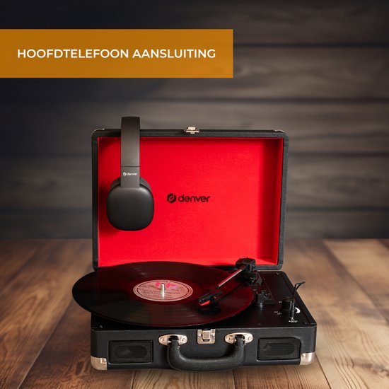 Denver Record Player - Haut-parleurs intégrés - Logiciel PC inclus - Auto-stop - Rétro - VPL120 - Noir