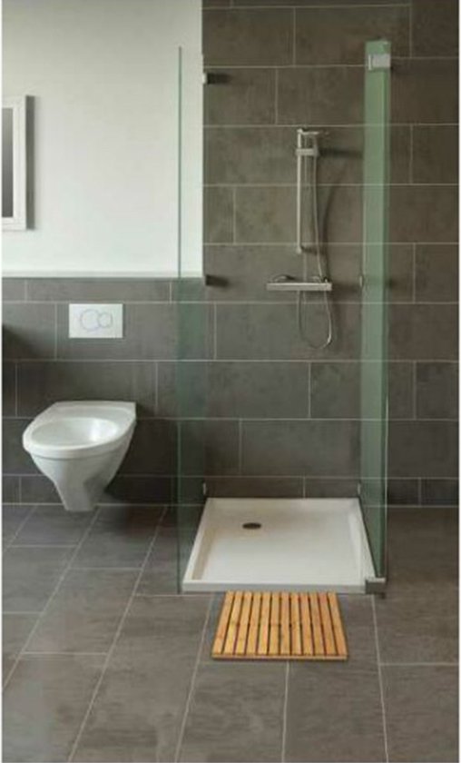WENKO Tapis de douche 50 x 50 cm en bambou - Bois certifié FSC - Tapis de bain d'intérieur et d'extérieur - Tapis de douche