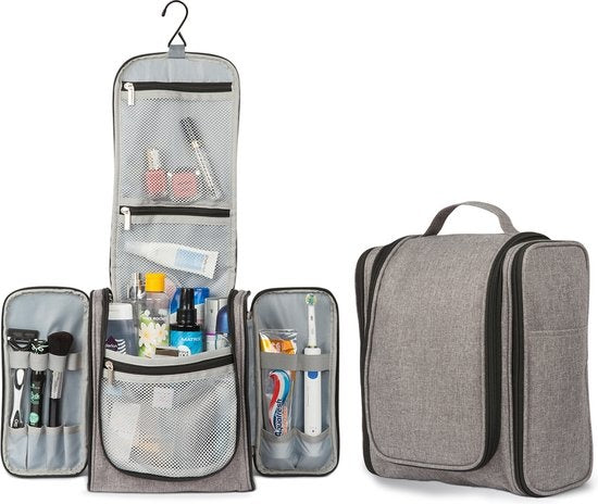 TRVLMORE Trousse de toilette XL - Suspension avec crochet - Gris