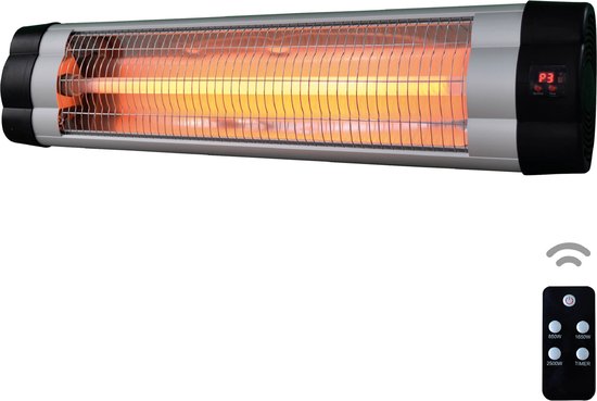 BRASQ Electric Terrace Heater Pendant PHW200 - Chauffage infrarouge 2500W - avec télécommande et minuterie - 3 niveaux de chaleur - Pour l'intérieur et l'extérieur - Résistant aux éclaboussures - Noir