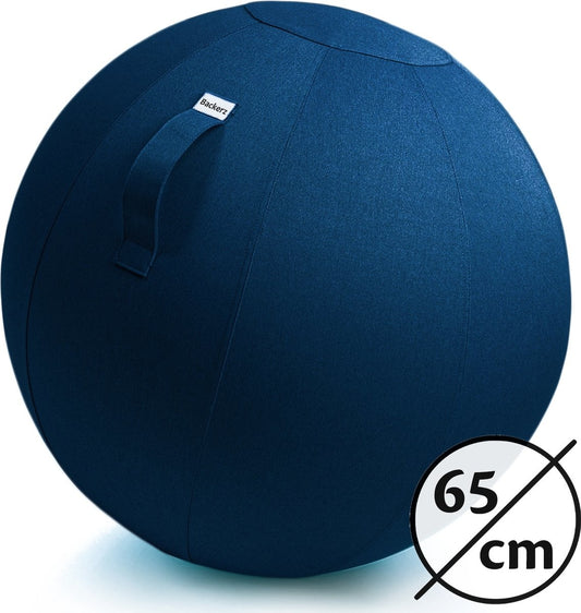 Backerz® Zitbal Linnen 65 CM - Zitballen met Hoes - Balanskruk – Luxe Yoga Bal - Ergonomische Bureaustoel Bal - Donkerblauw