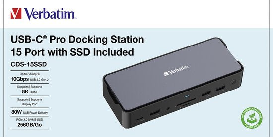 Verbatim CDS-15SSD USB 3.2 Gen 1 (3.1 Gen 1) Type-C filaire Noir, Gris