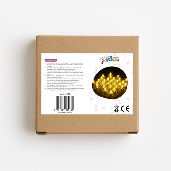 Partizzle 50x Mini Lumières LED - Petites Lumières de Fête pour Ballons - Lumières de Fête avec Eclairage d'Ambiance - Anniversaire, Mariage, Halloween, Noël et Festival - Décoration Lampe pour Ballons - Lumière Blanc Chaud