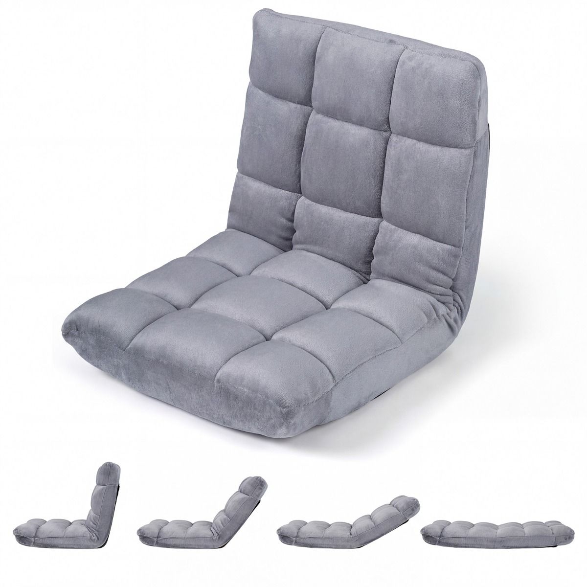 Siège de sol pliable Coast Tatami - dossier réglable sur 14 positions - mousse haute densité - gris