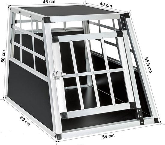 Cage De Transport Pour Chiens Sécurisée, Tectake, 69 x 54 x 50 cm, Noire