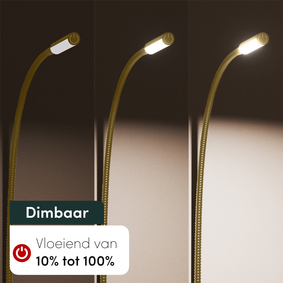 Nolt - Lampe de lecture Lampe de chevet - LED dimmable, lot de 2, pince - Hauteur 58 cm - Métal - Or